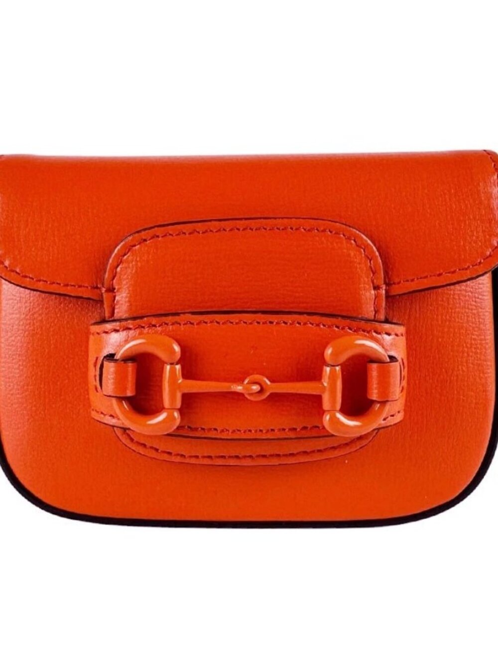 GUCCI Horsebit 1955 Shoulder Bag Orange Leather/Goldtone
